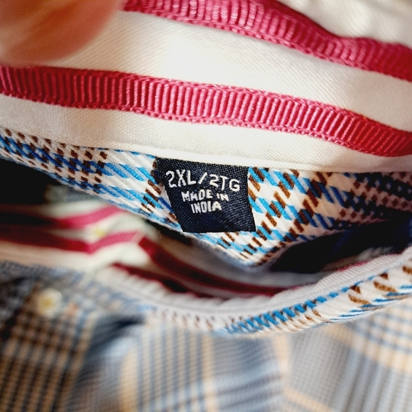 Robert Graham X Cross‎ Hatch Plaid Contrast Trim Button Up Shirt Size 2XL - Picture 6 of 8